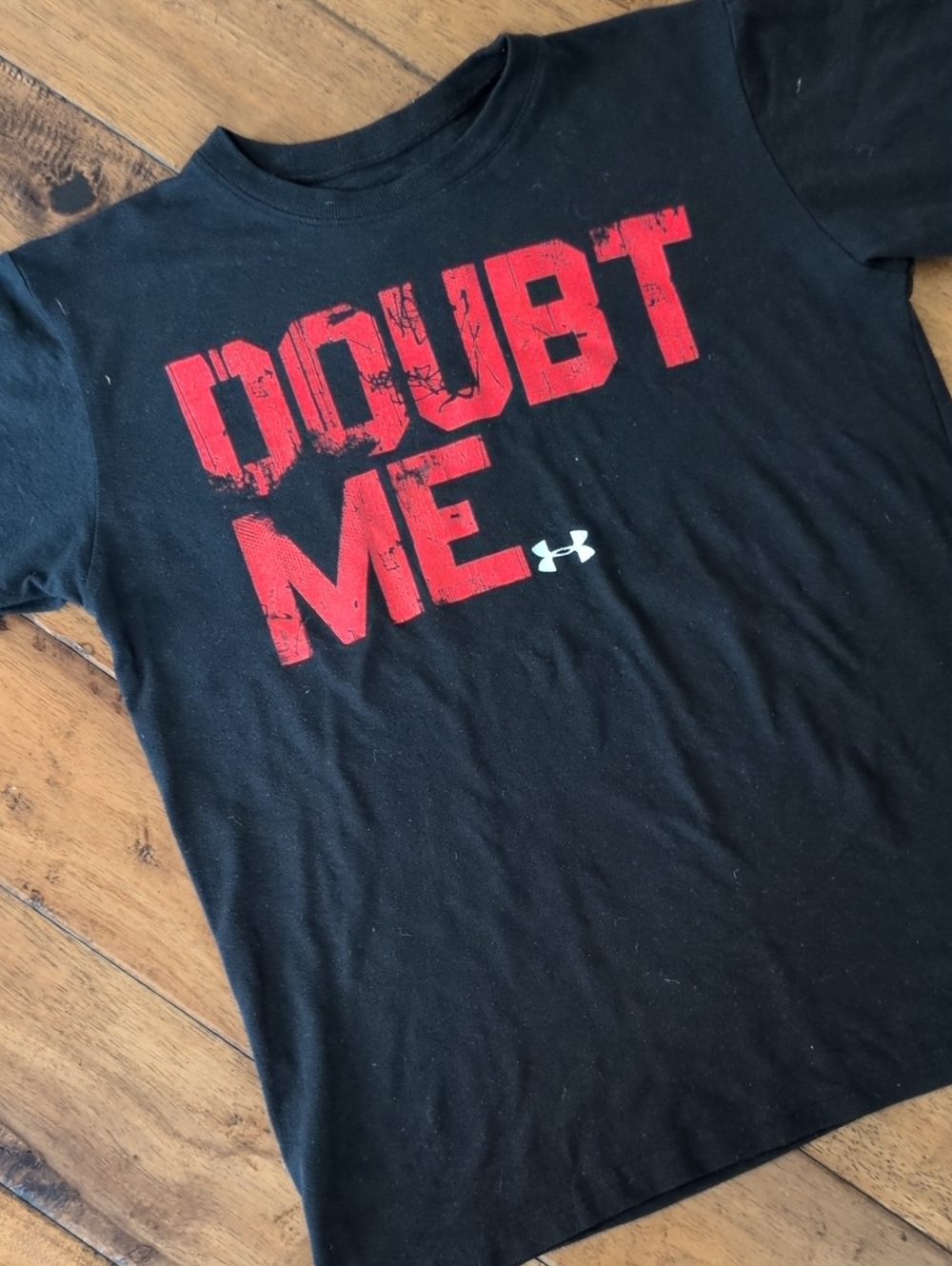 Under Armour Boys YMD Black “Doubt Me” HeatGear Graphic T-Shirt